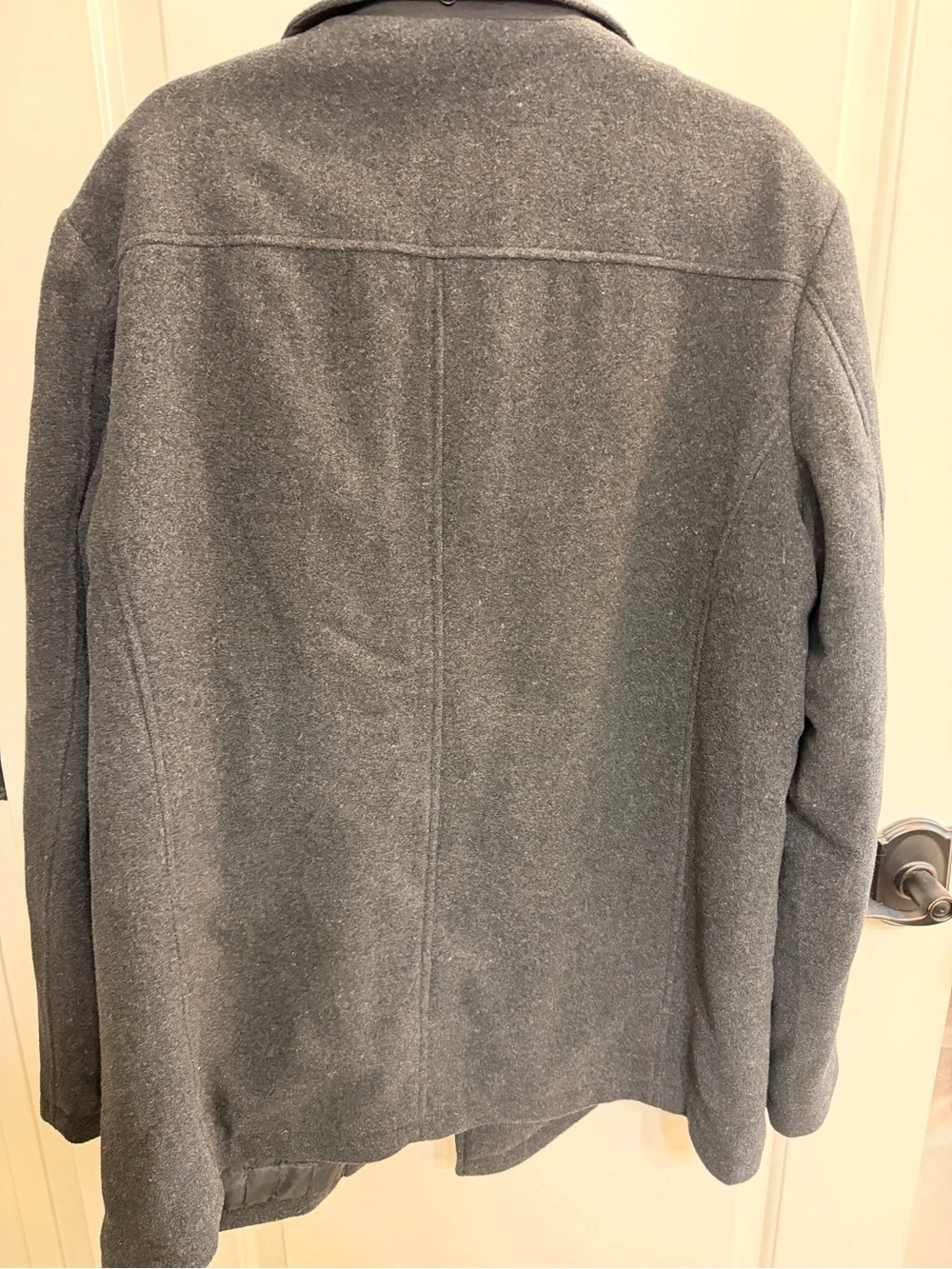 Kenneth Cole Gray Double-Breasted Wool Peacoat